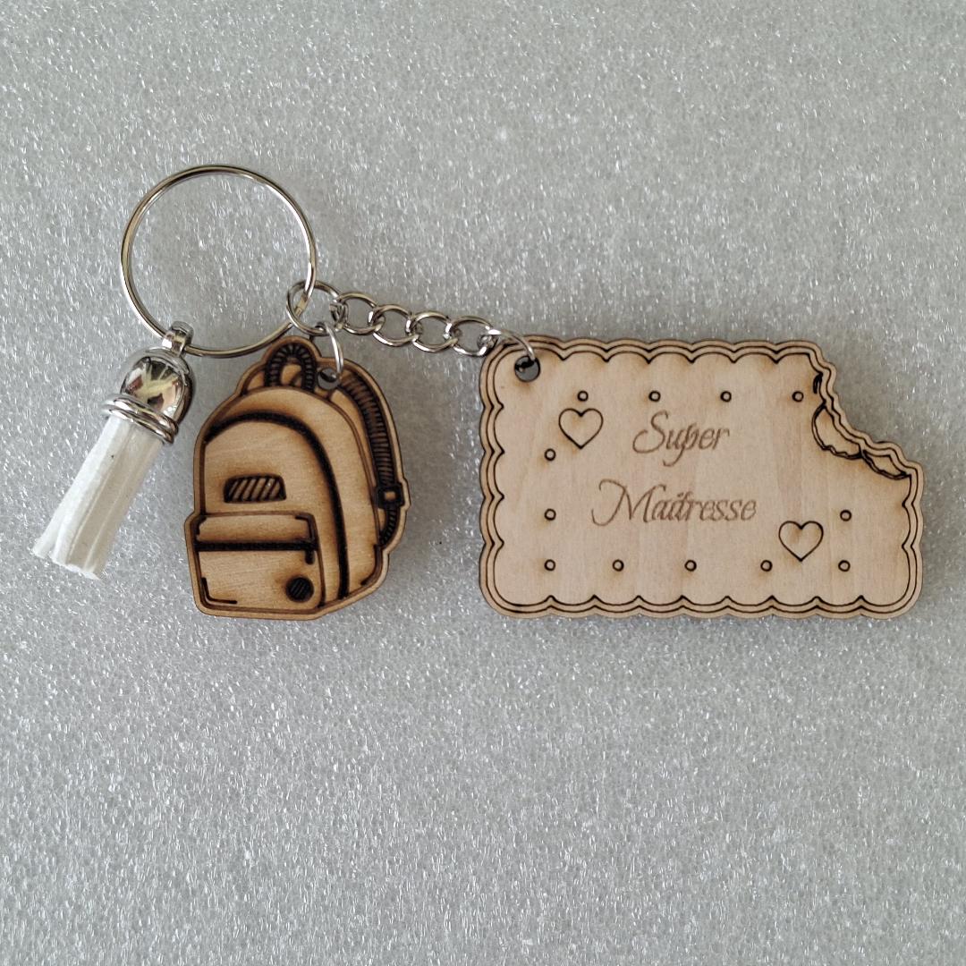 Porte-clés personnalisé école -Bois