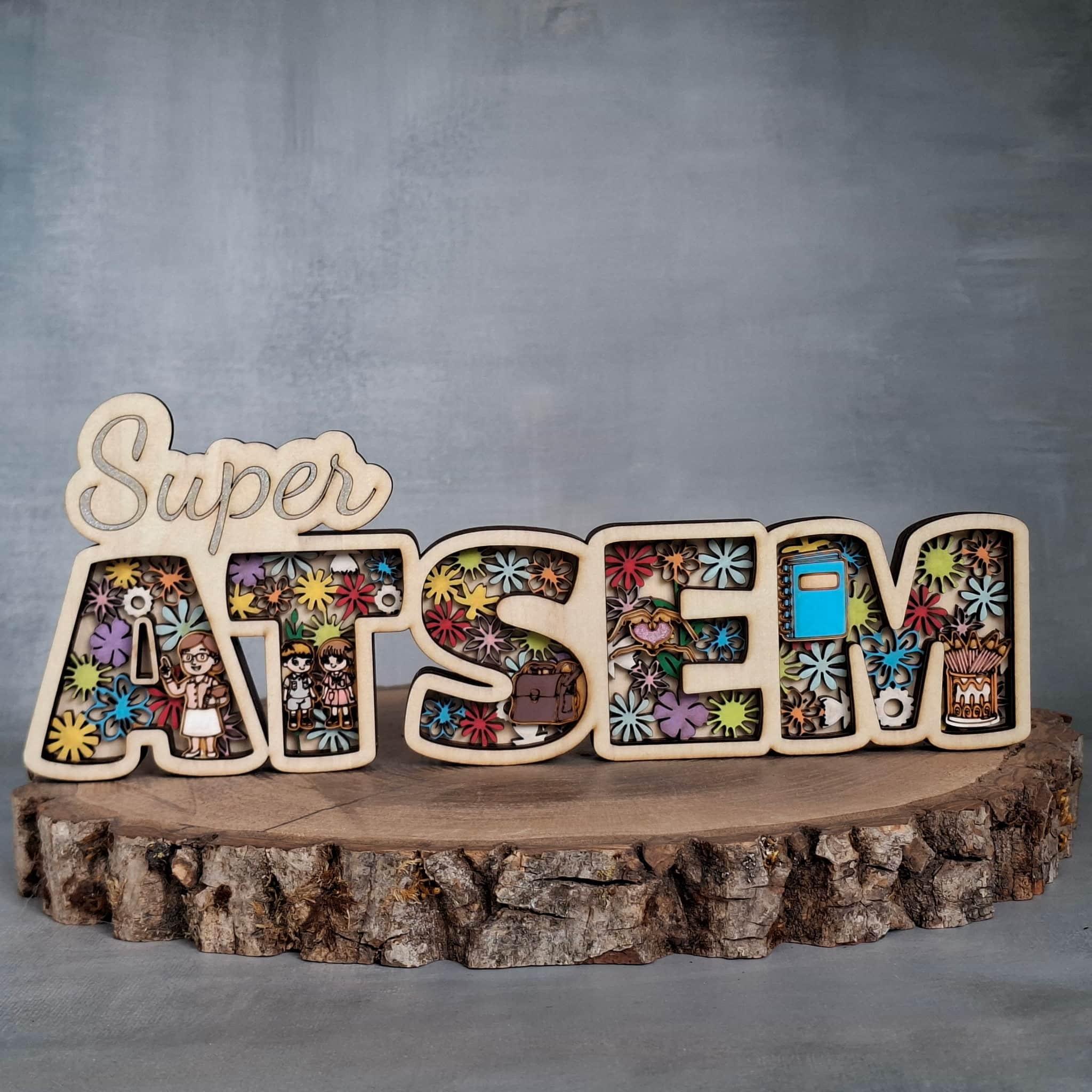 Cadeau orginal pour ATSEM - Super ATSEM bois