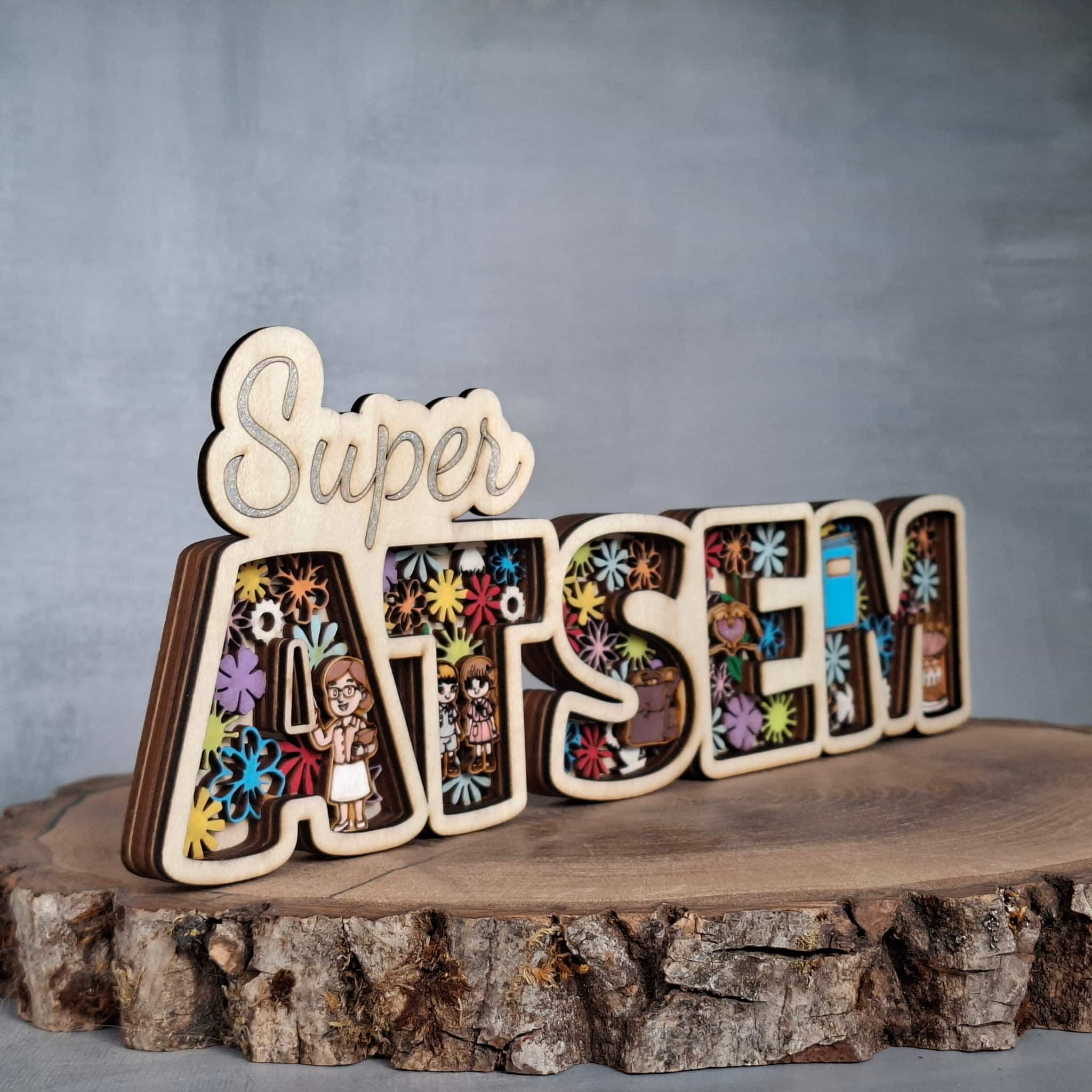 Cadeau orginal pour ATSEM - Super ATSEM bois – Image 2