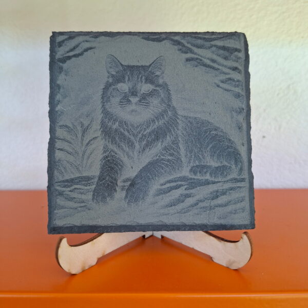 Gravure chat petite ardoise