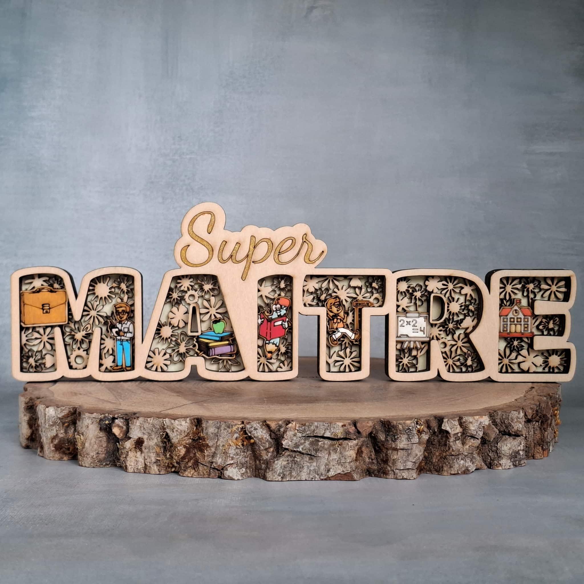 Cadeau pour Maître d'école - Super Maitre bois – Image 3