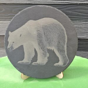 Gravure d'ours Polaire Ardoise Ronde