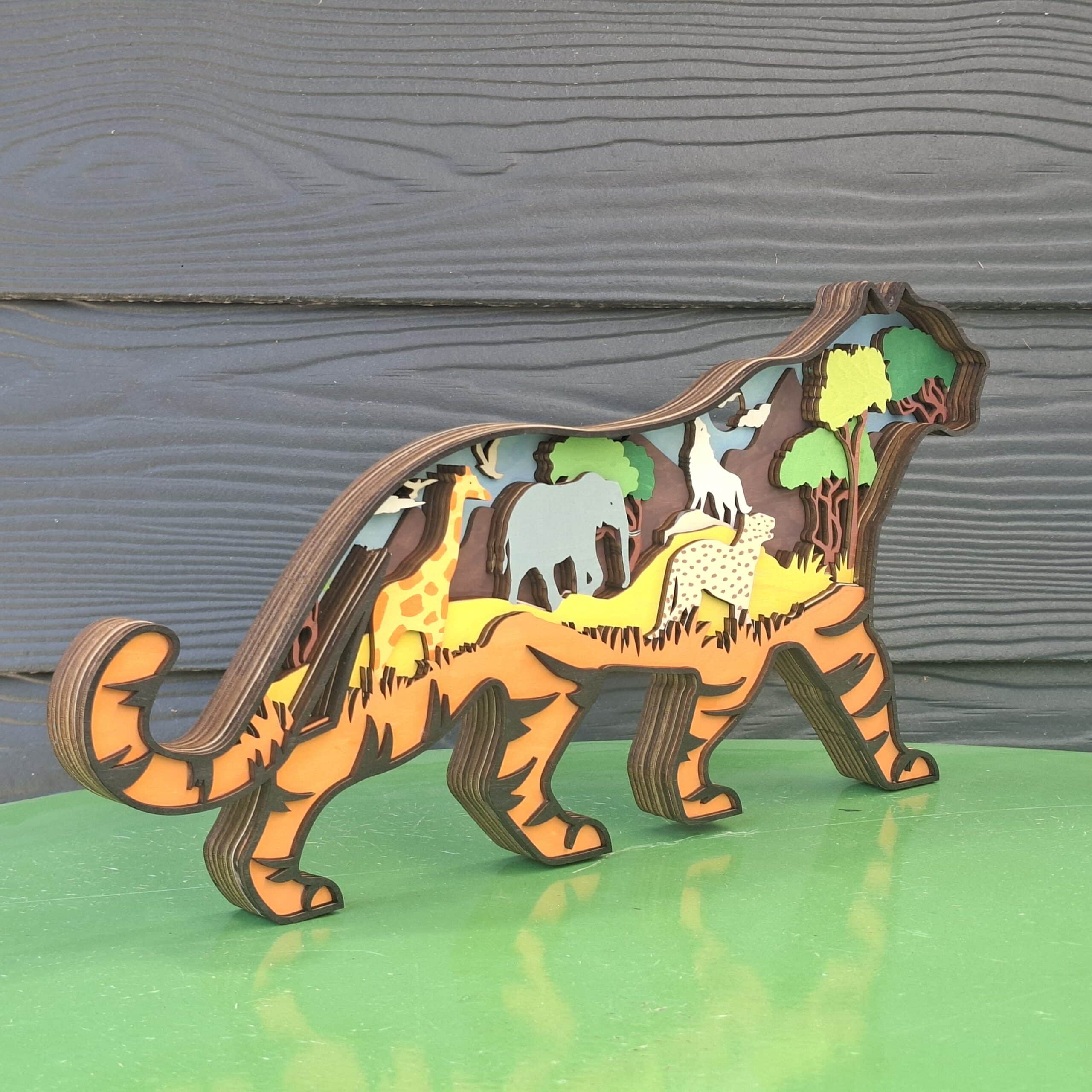 Tigre 3D en bois – Image 2