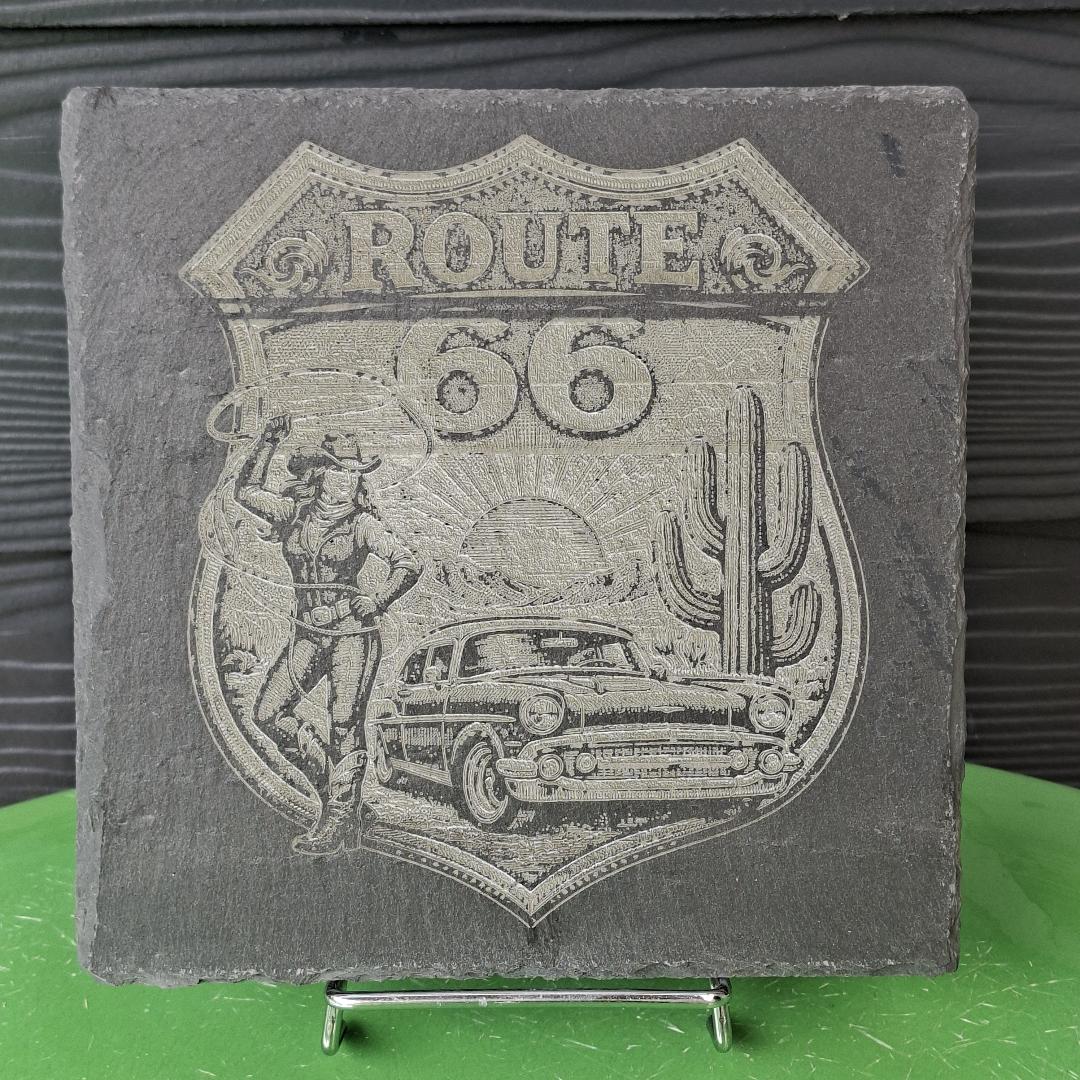 Ardoise Carré Gravure Route 66
