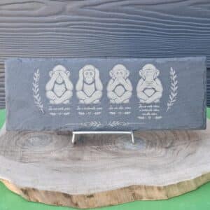 Ardoise Gravée Les 4 singes de la sagesse